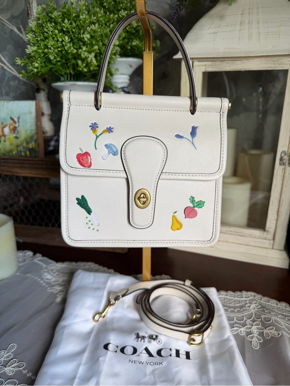 Coach Willis Top-Handle 18 with Garden Print Leather Bag Purse